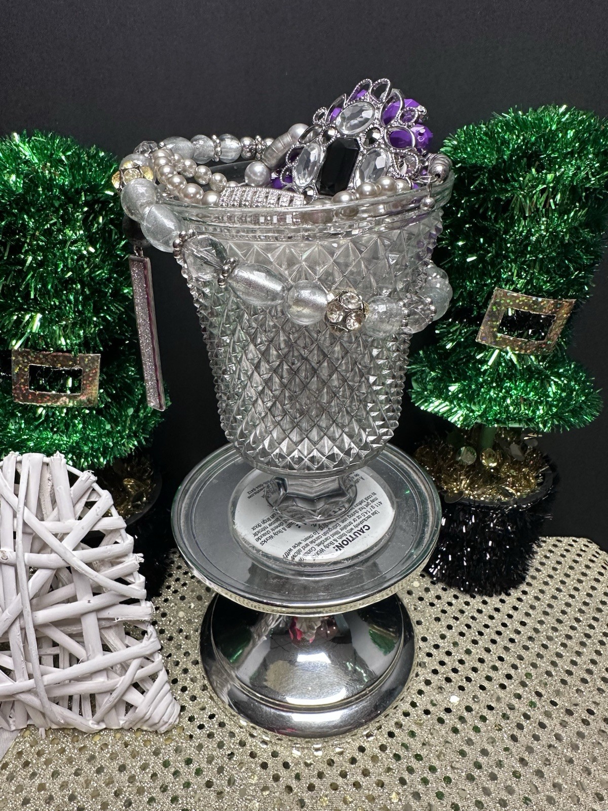 Mystery Jewelry Jar Over 20 Pieces Of Mixed Jewelry In A Frosted Glass Vase