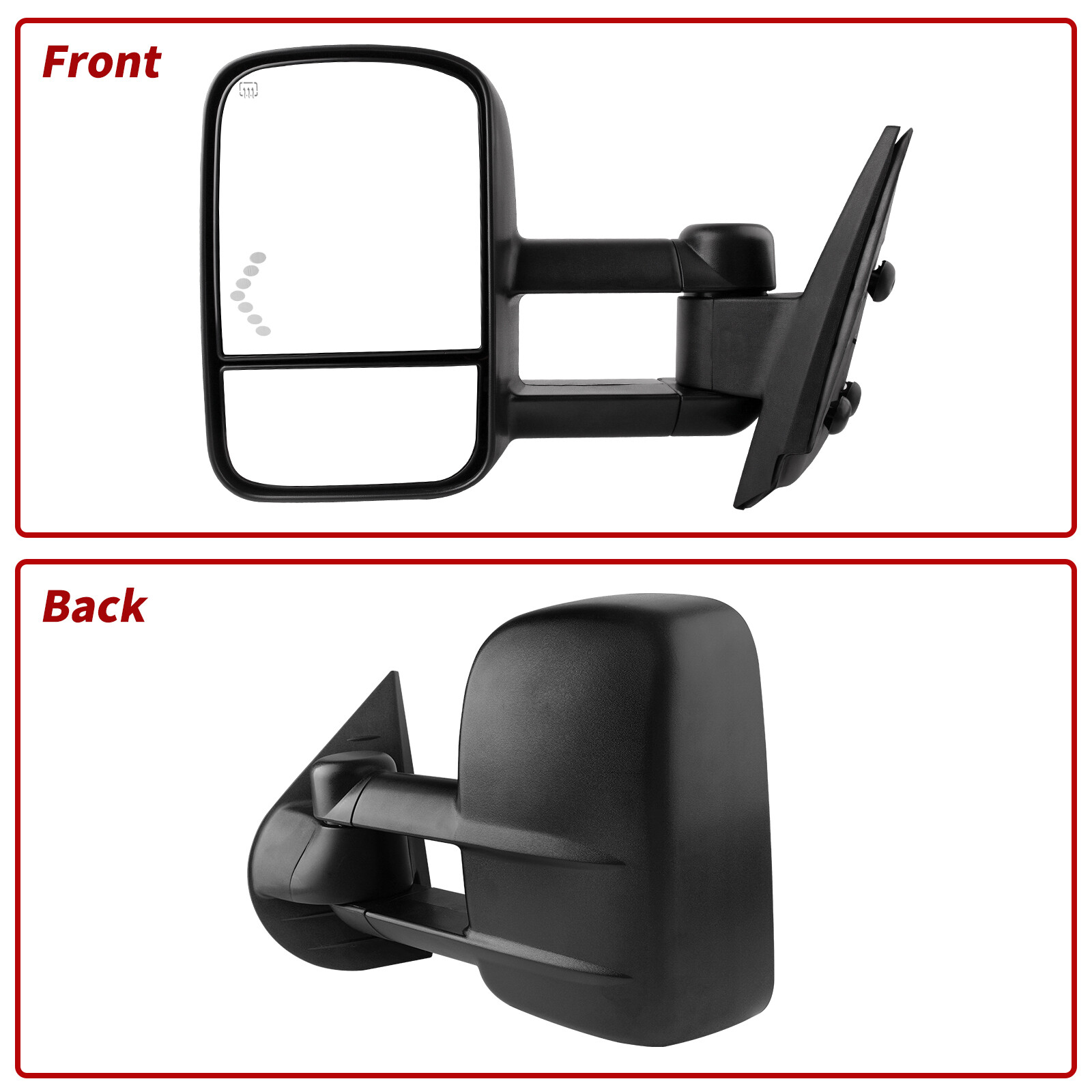 Pair Power Heated Tow Mirrors For 2007-2013 Chevy Silverado 1500 2500 3500 HD