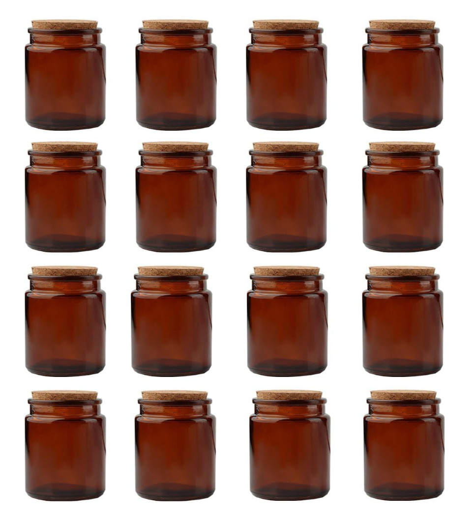 24 Pack 200ml Small Glass Bottles,Mini Glass Jars,Candle Jars for Making amber