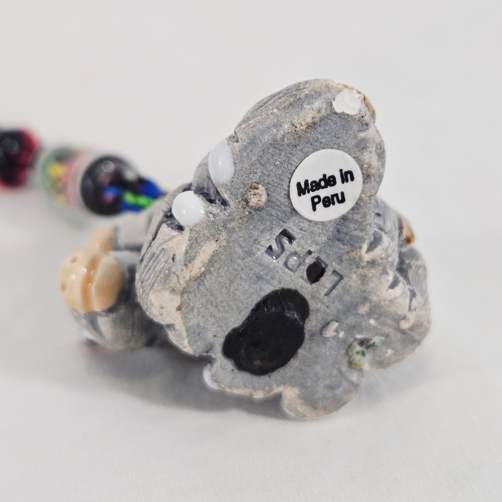 Vintage Handcrafted and Carved Soapstone Donkey Key Ring Peru Souvenir 1.5"