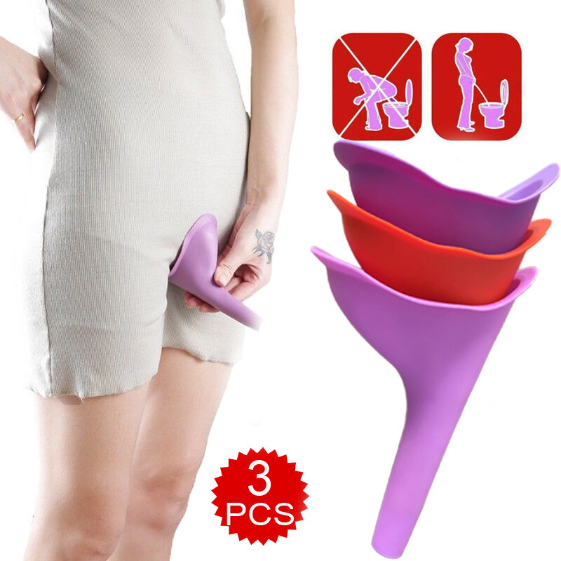 3xReusable Silicone Portable Urinal Women Female Travel Camping Stand Pee Device