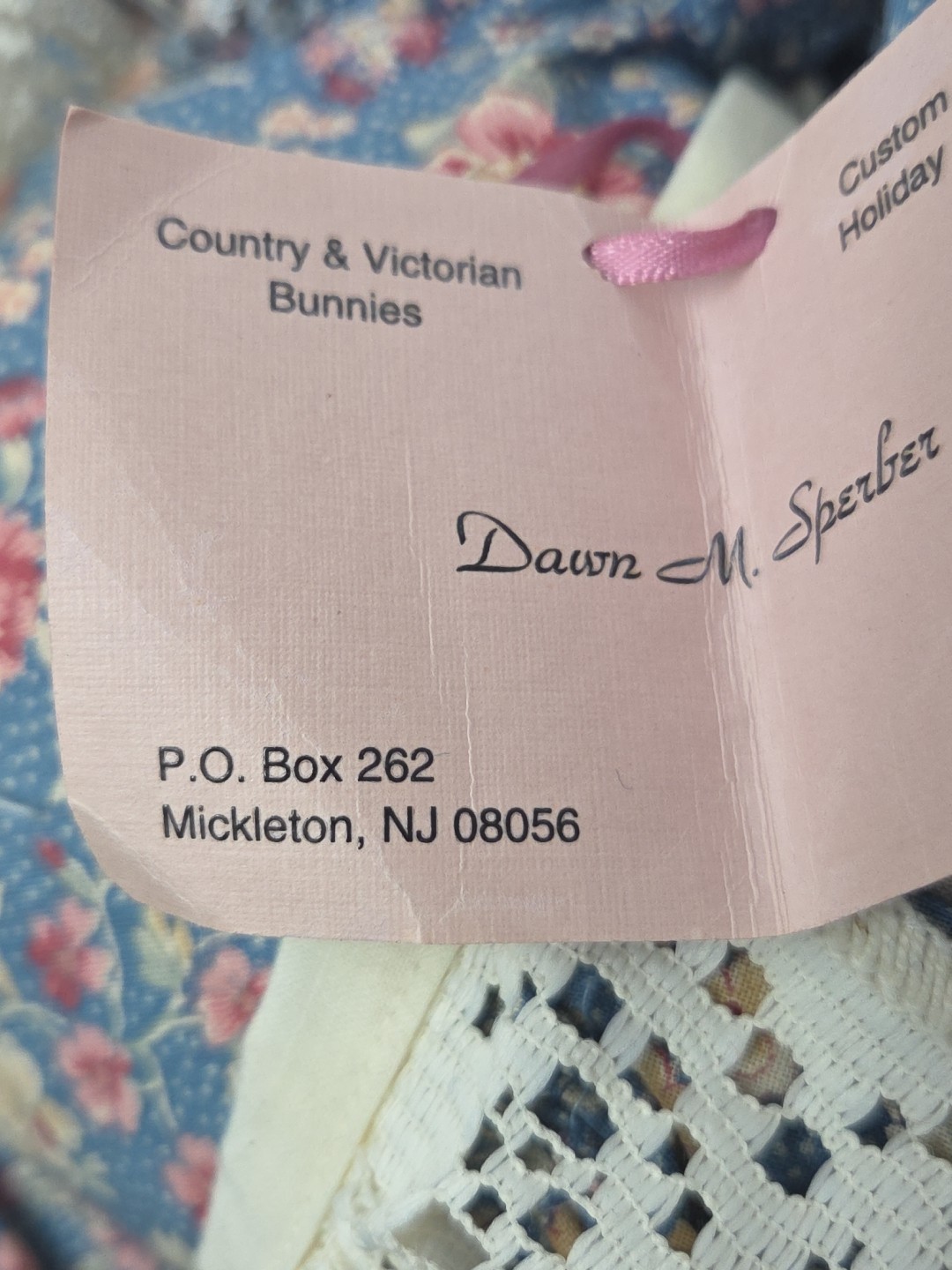 Vintage Handmade 19” Easter Bunny Rabbit Doll Flowers Floral Lace Dress & Apron