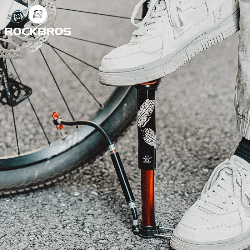 Rockbros Bicycle Pump Compact Pump 220PSI MTB Road Bike With Barometer Air Pump