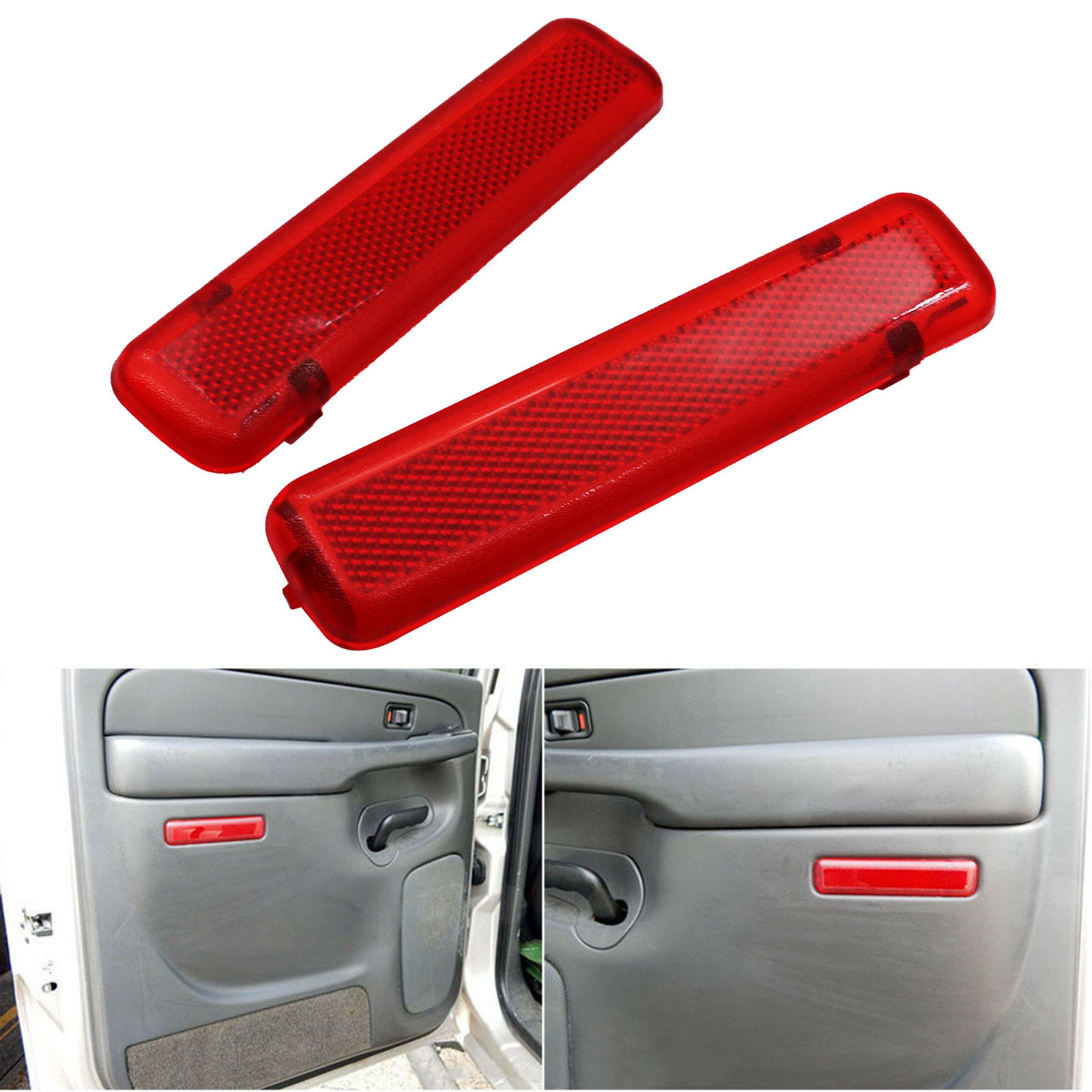 L& R Rear Inside Door Trim Reflector For Escalade Avalanche Silverado 2003-2007