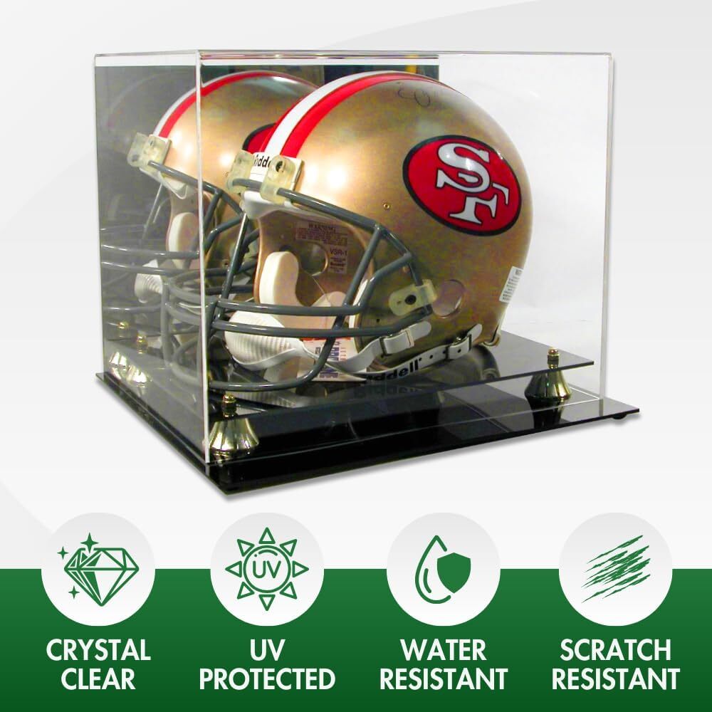 Deluxe Full Size Football Helmet UV Protected Display Case with Mirror Back