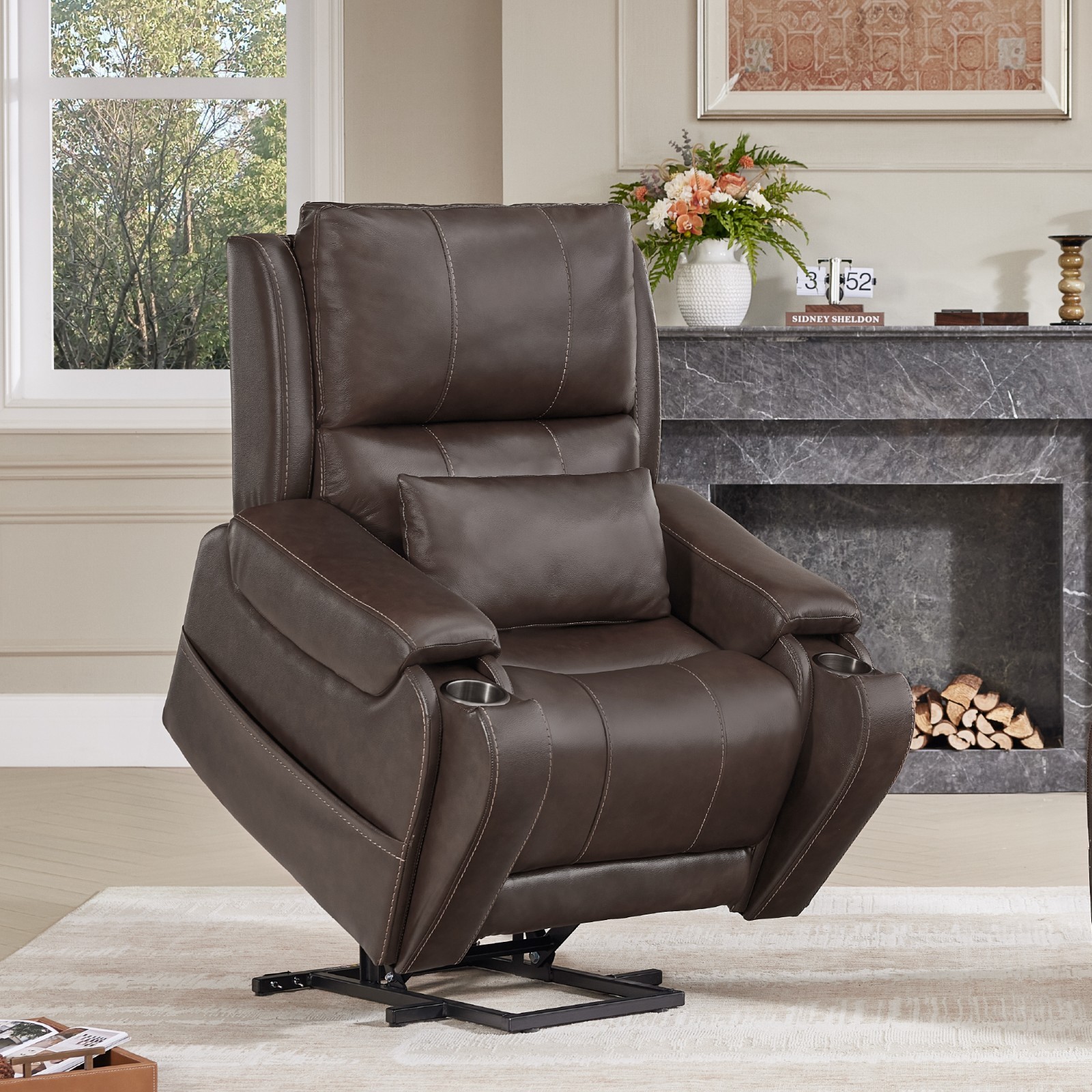 CHITA Power Lift Genuine Leather Recliner Chair for Elderly w/ Heat & Massage