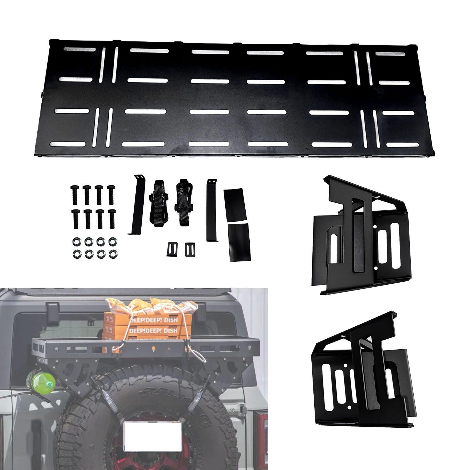 Fit 76-24 Jeep Wrangler Rear Cargo Basket Rack Spare Tire Utility Storage Basket