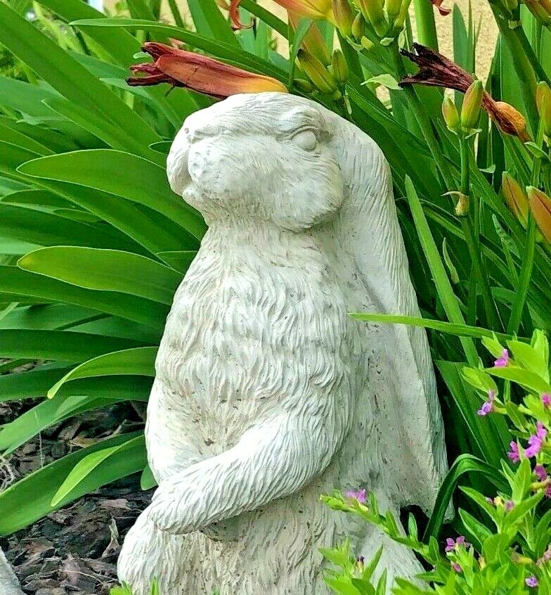 VINTAGE ENGLISH HARE Tall Cement Concrete Bunny Rabbit Outdoor Garden Statue Art