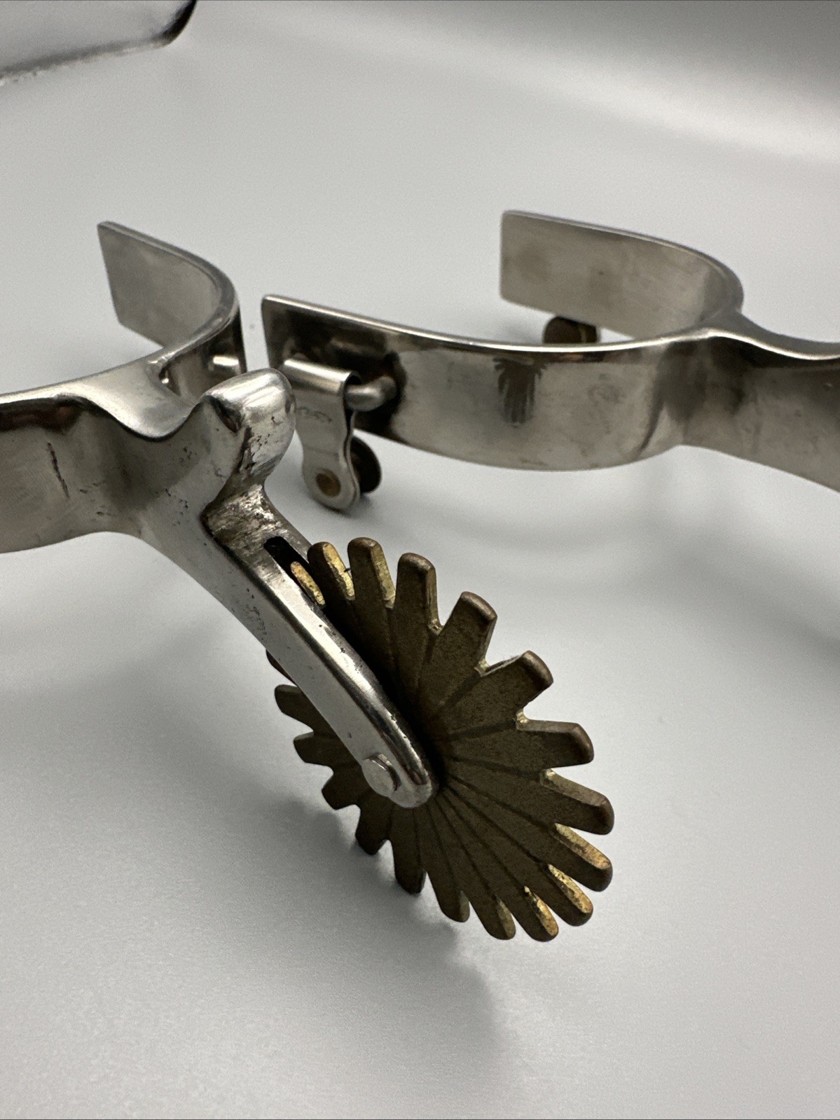 VTG Pair Of Western Spurs Brass Sunburst 20pt Rowels Korea