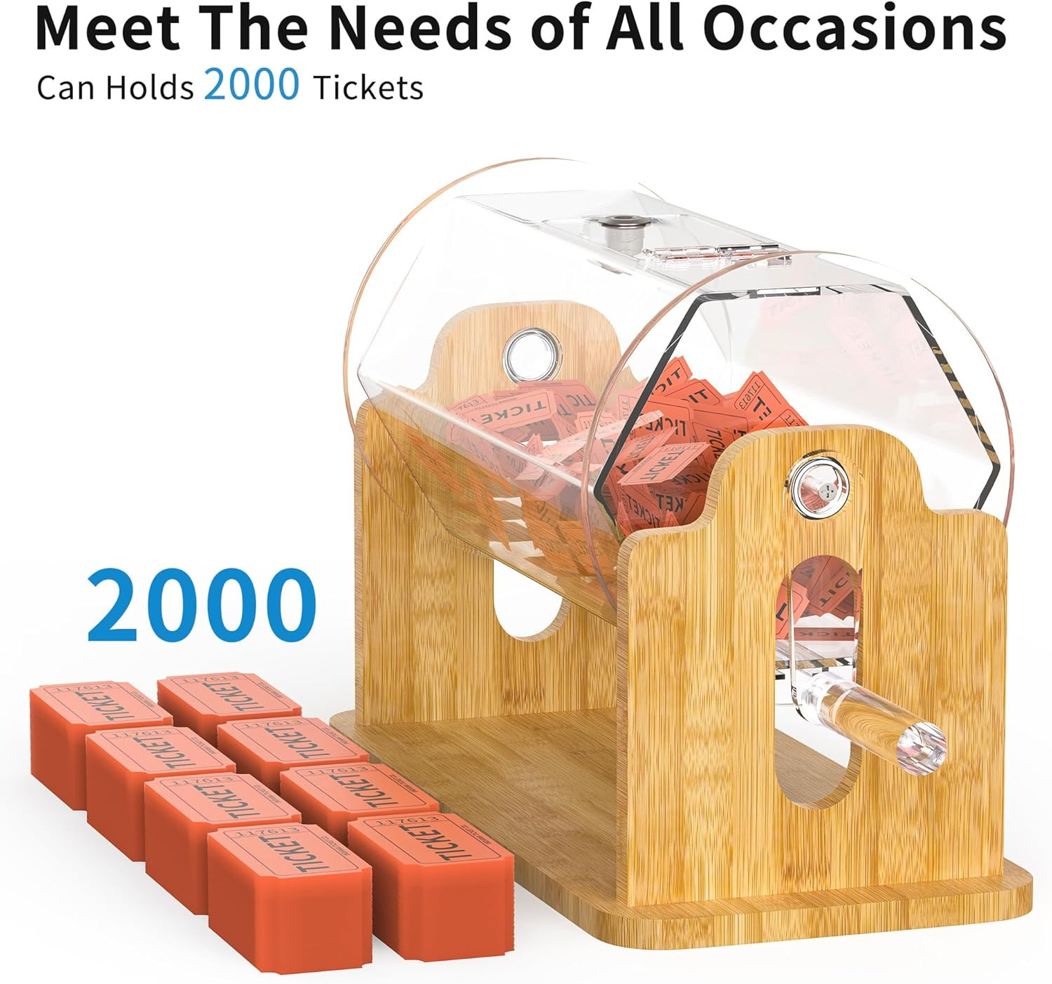 Acrylic Raffle Drum with Bamboo Base, Games & Events Pro Transparent Prize Spinn