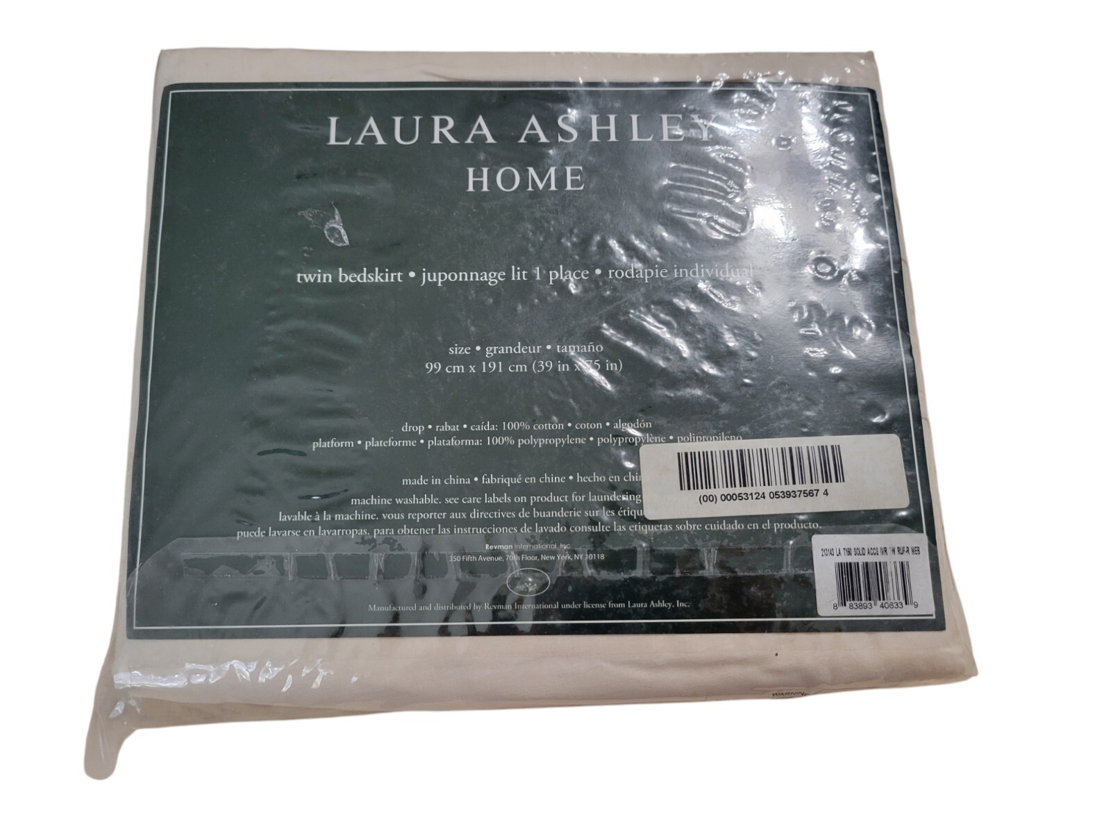 Laura Ashley Home Solid Ivory Ruffled Twin Size Bedskirt New Sealed