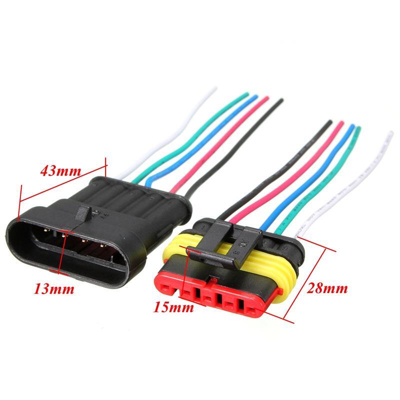 5-Pin/Way Waterproof Plug Connector Electrical Pre-Wired Car Sealed Male/Female