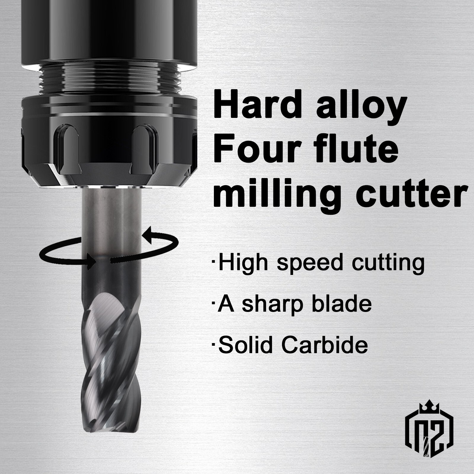 2 PCS 3/4" 4 Flute Solid Carbide 1-1/2" Overall Length End Mill - AlTiN Coated