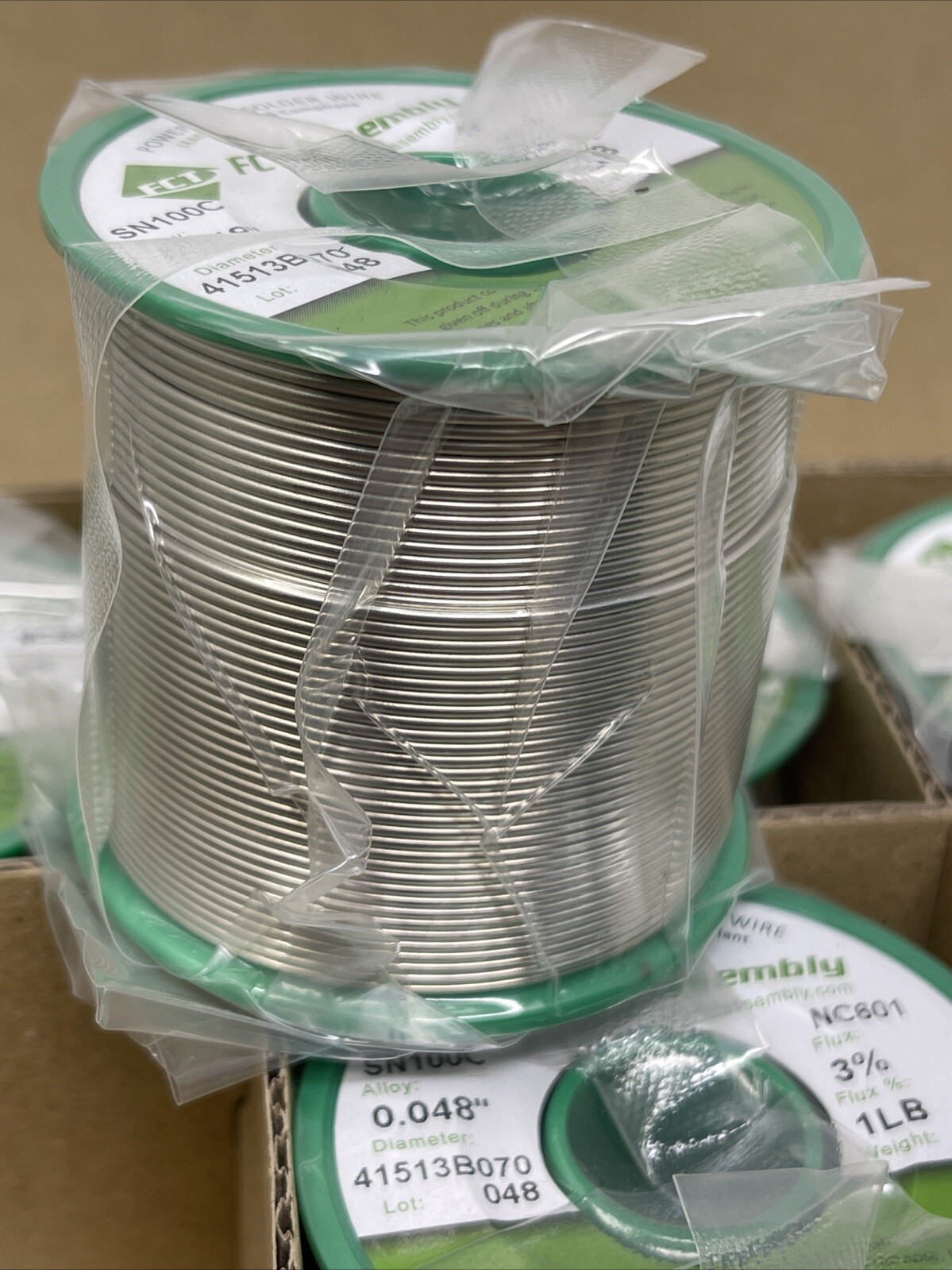SN100C NC601 Lead Free Solder Wire, .048", 3% Flux, FCT, 10 Lbs (1 Lb Spools)