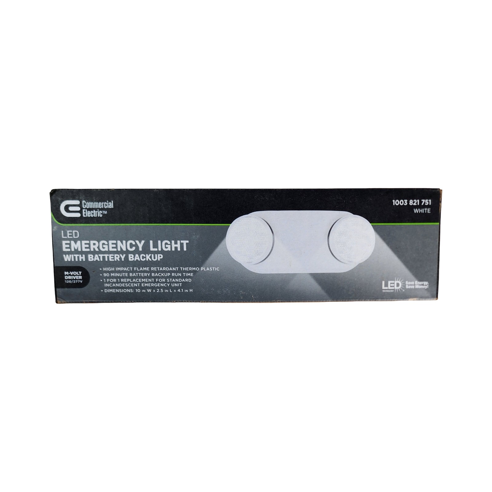 Commercial Electric LED Emergency Light Fixture with Battery Backup 120/277V