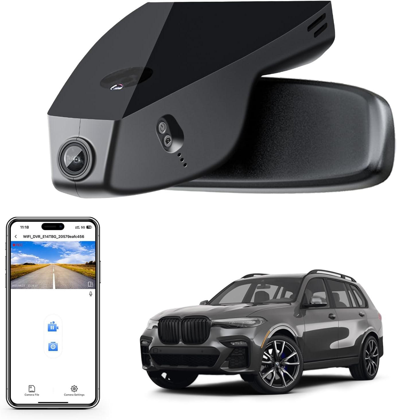 Front 4K/Rear 1080p Dash Cam for BMW G07 X7 2019-2022 Facelift 2023-2025 App GPS