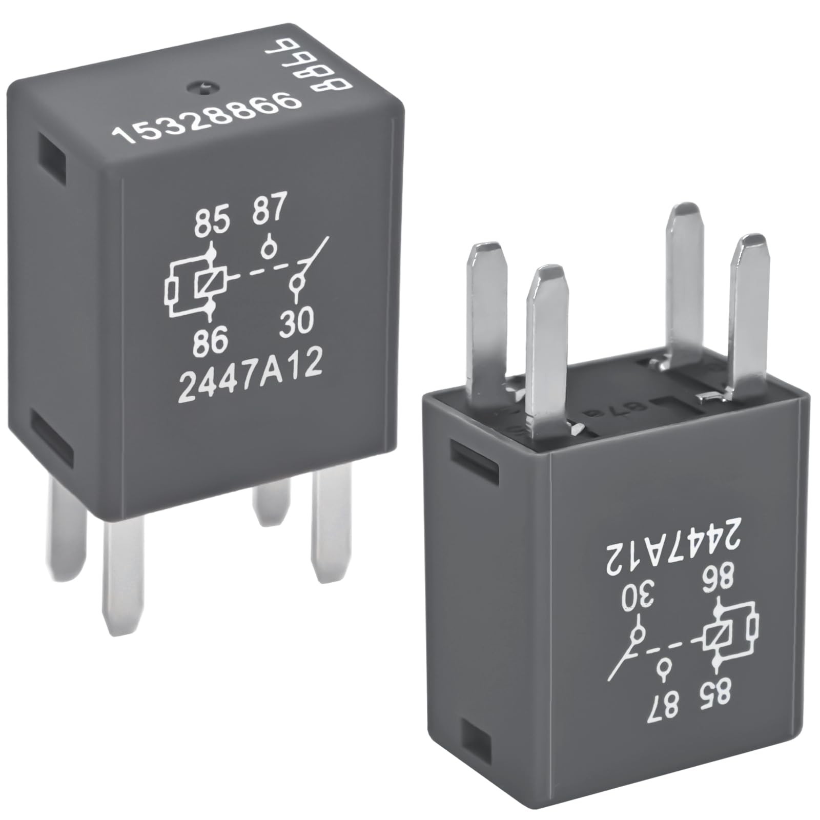 15328866 Automotive Relay (Pack of 2), 12VDC 20A 4 Terminal Multi-Use Relay...