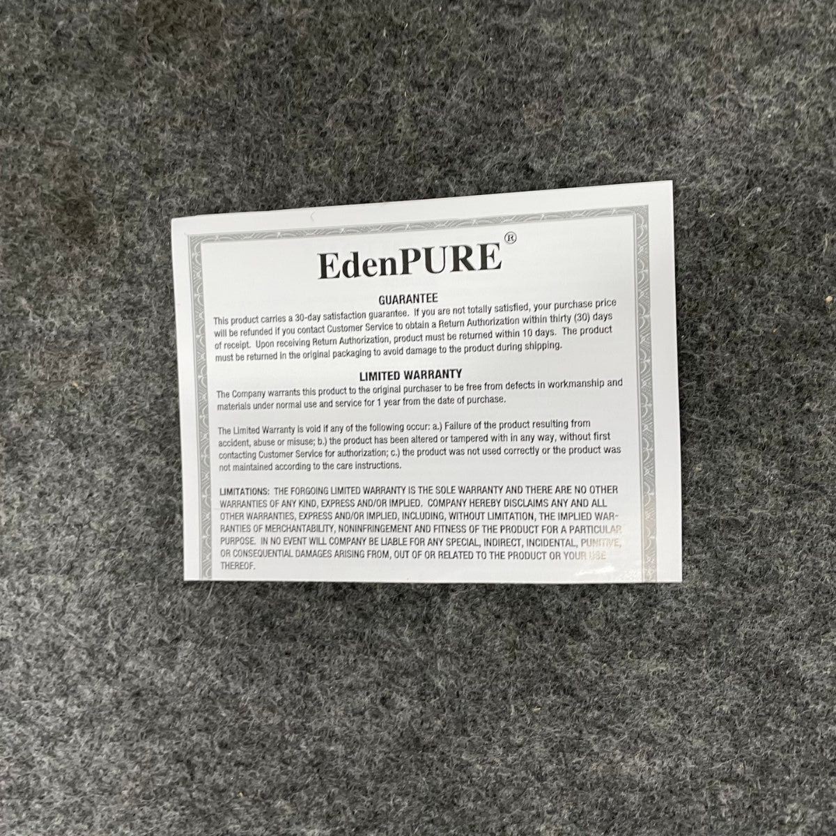 EDENPURE A6030/B Thunderstorm Oxileaf Plug In Air Purifier 110-120VAC 60Hz 5VDC