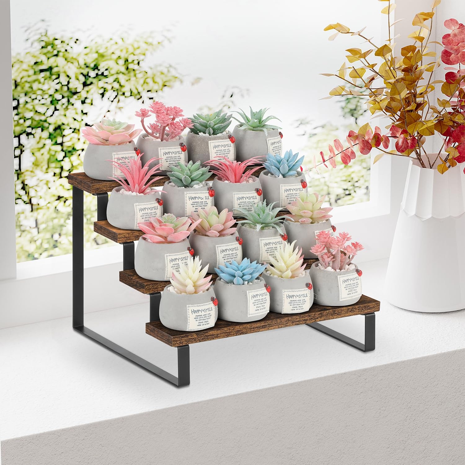 Wooden Display Riser Stand, Tiered Perfume and Cologne Organizer Stand, 4 Tier S