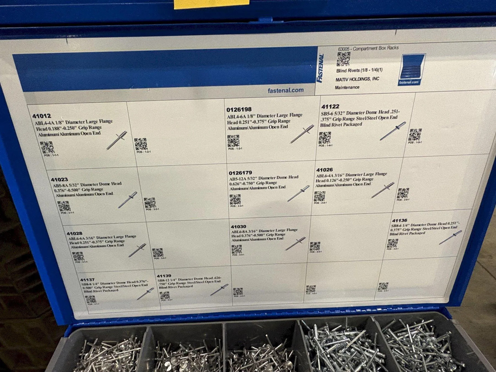 Fastenal 12 Drawer Parts Cabinet w/ Removable Drawers and Content