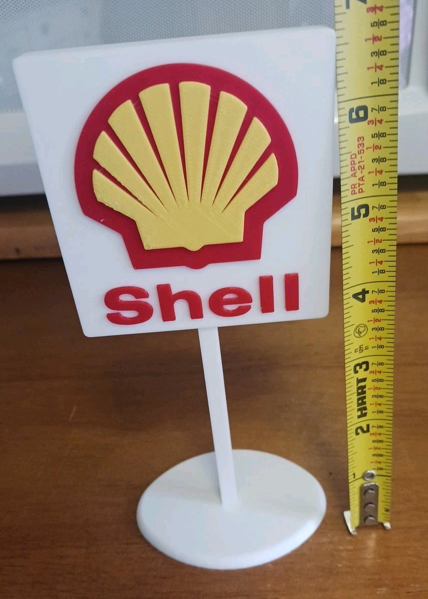 Shell Gasoline Gas Oil Miniature 3d Printed Sign. 6.5" Tall.