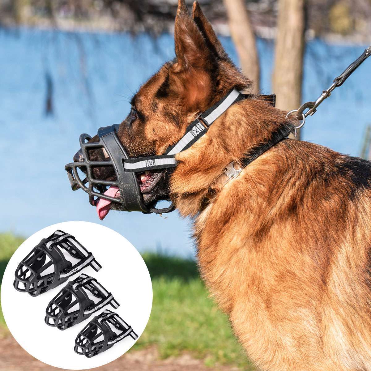 Large Pet Dog Basket Muzzle Mouth Cover Mesh Cage No Barking Biting Chewing