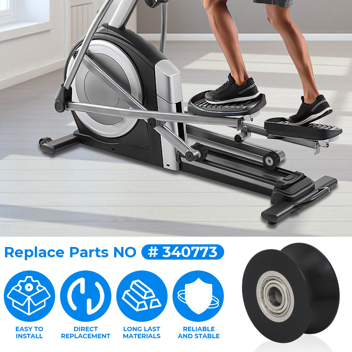Elliptical Wheel Roller 340773 For NordicTrack Proform FreeMotion HealthRider