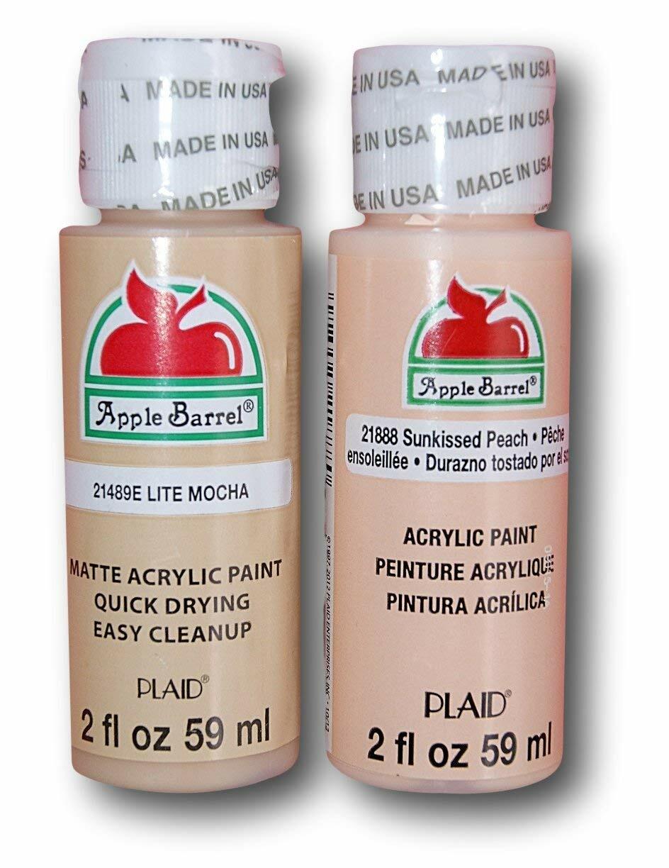 Acrylic Paint Flesh Skin Tones Set Lite Mocha & Sunkissed Peach (2 Ounces Each)