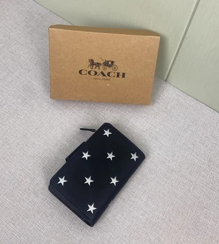 NEW COACH Medium Corner Zip Wallet With Star Print CW530 Black
