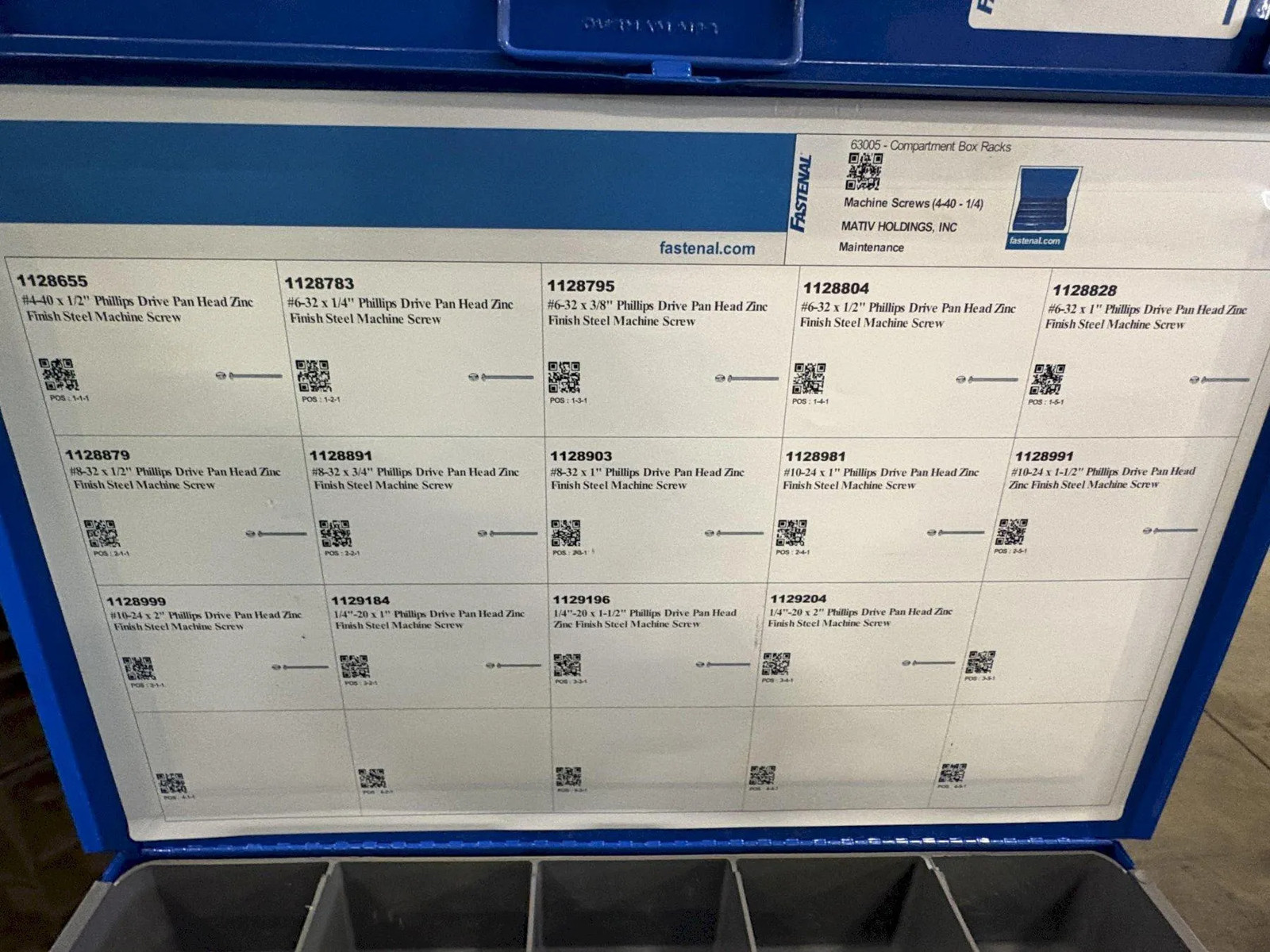 Fastenal 12 Drawer Parts Cabinet w/ Removable Drawers and Content