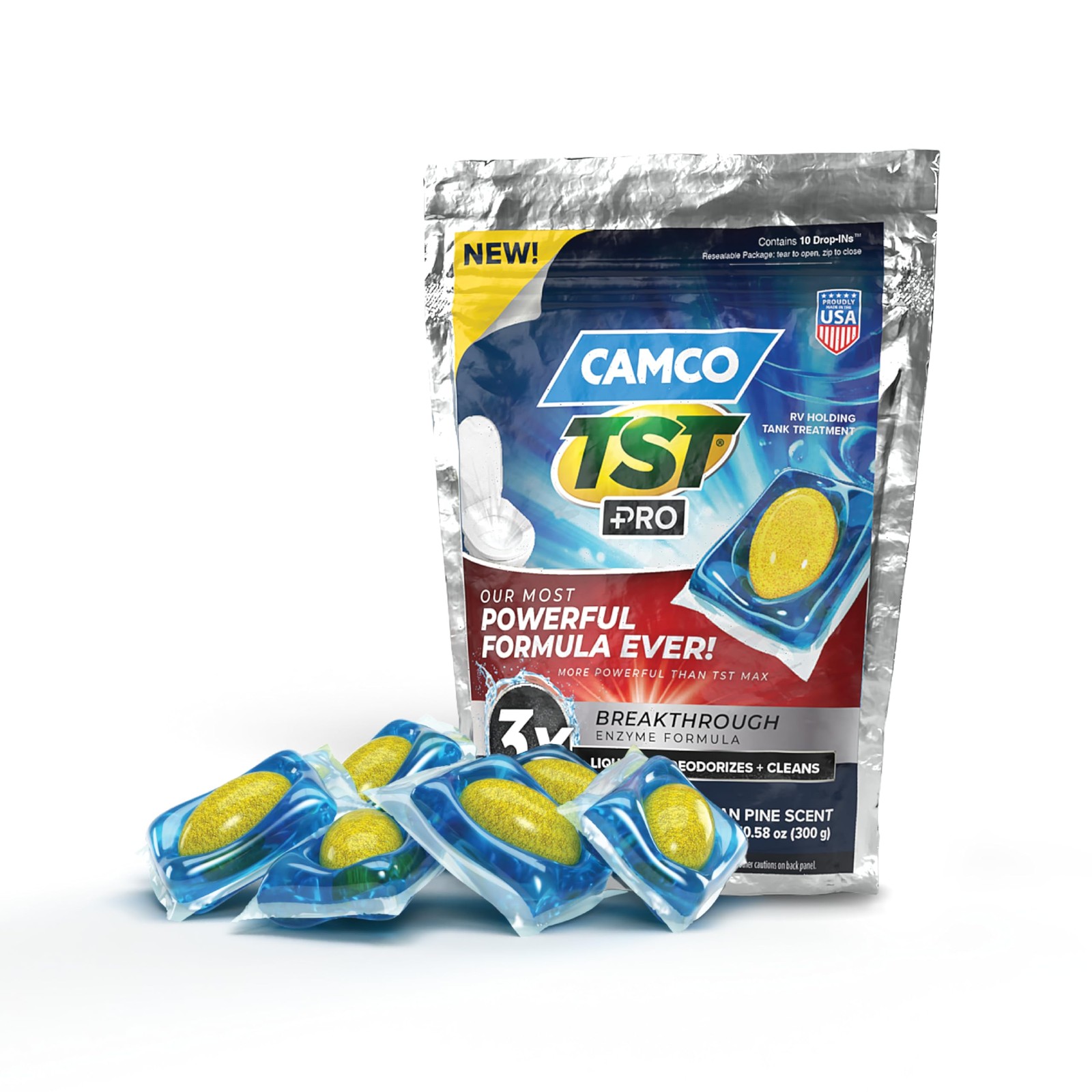 Camco 41770 TST PRO RV Toilet Treatment Drop-Ins Pine 10 Pack