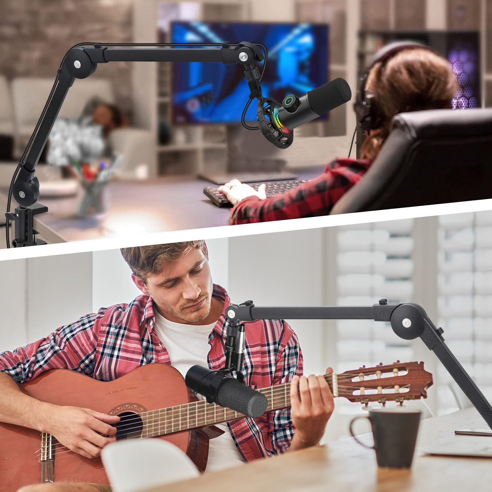 Microphone Boom Arm with Desk Mount 360° Rotatable Adjustable Studio Mic Stand