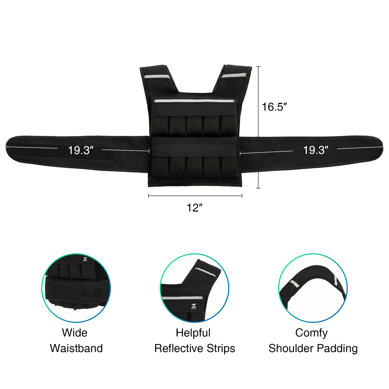 ZELUS 30LB Adjustable Weight Vest Weighted Vest for Running Home Gym Workout