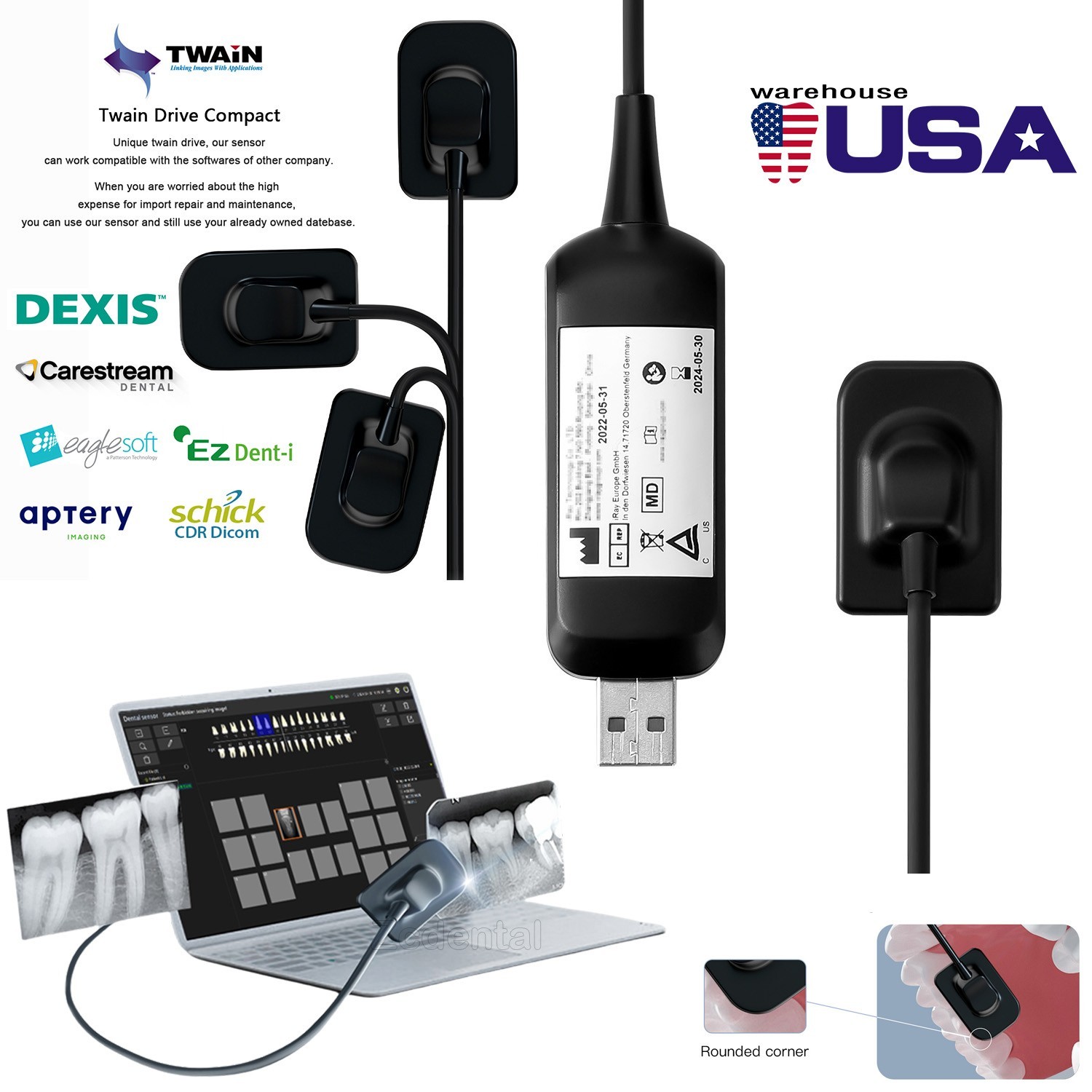 Dental X Sensor ray Digital Sensor Rayos Digital Imaging System Sensor Size 1