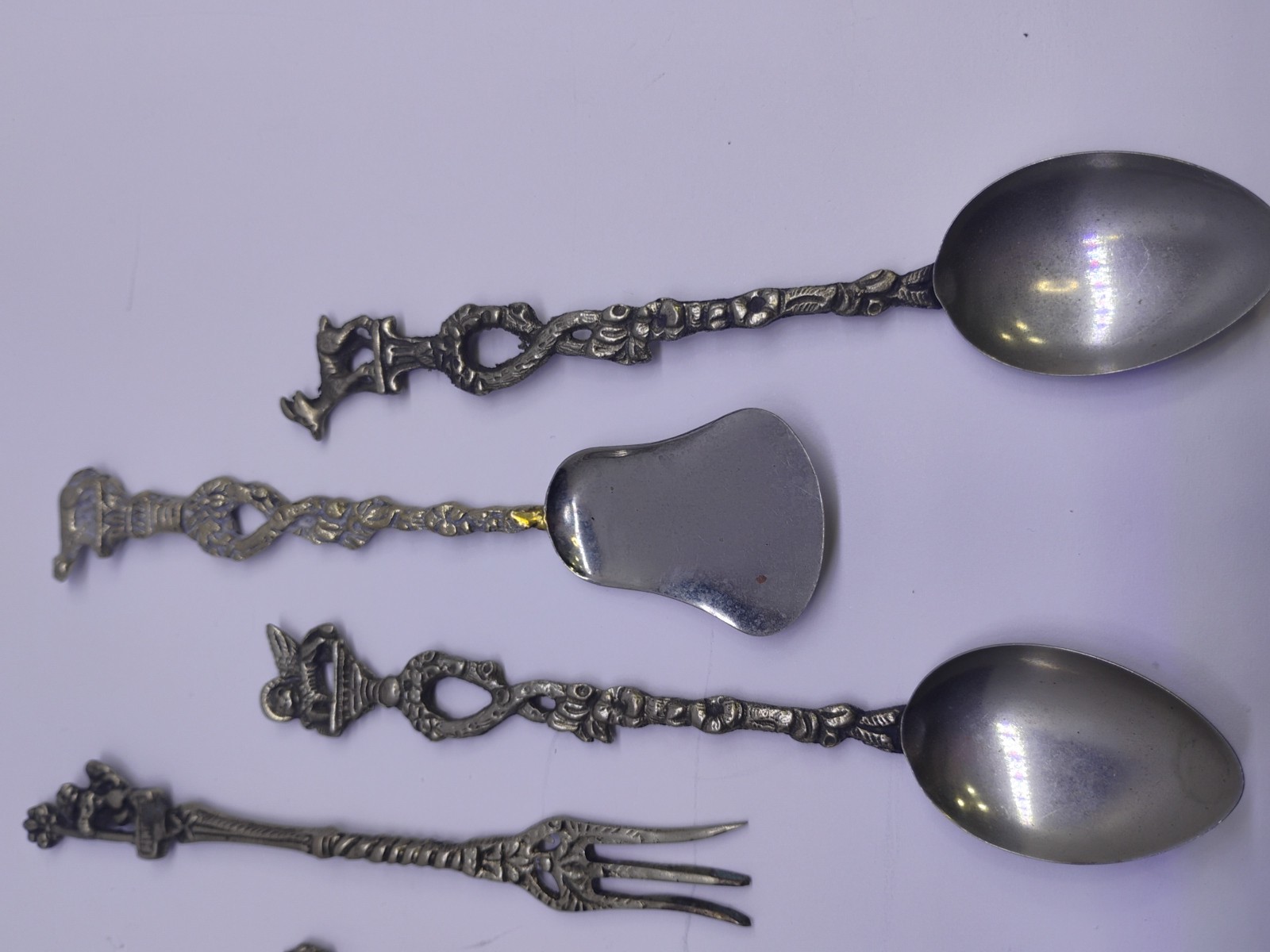 Vtg Figural Ornate Spoons Disney Italy Floral Pewter Silver Plate & More 25