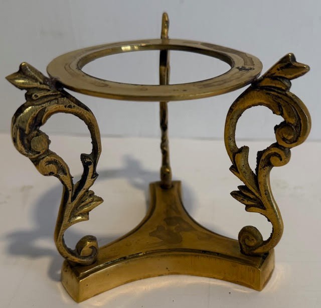 Vintage Solid Brass MCM Dragon Crystal Ball Sphere Egg Stand 4-1/2" x 3-1/2"