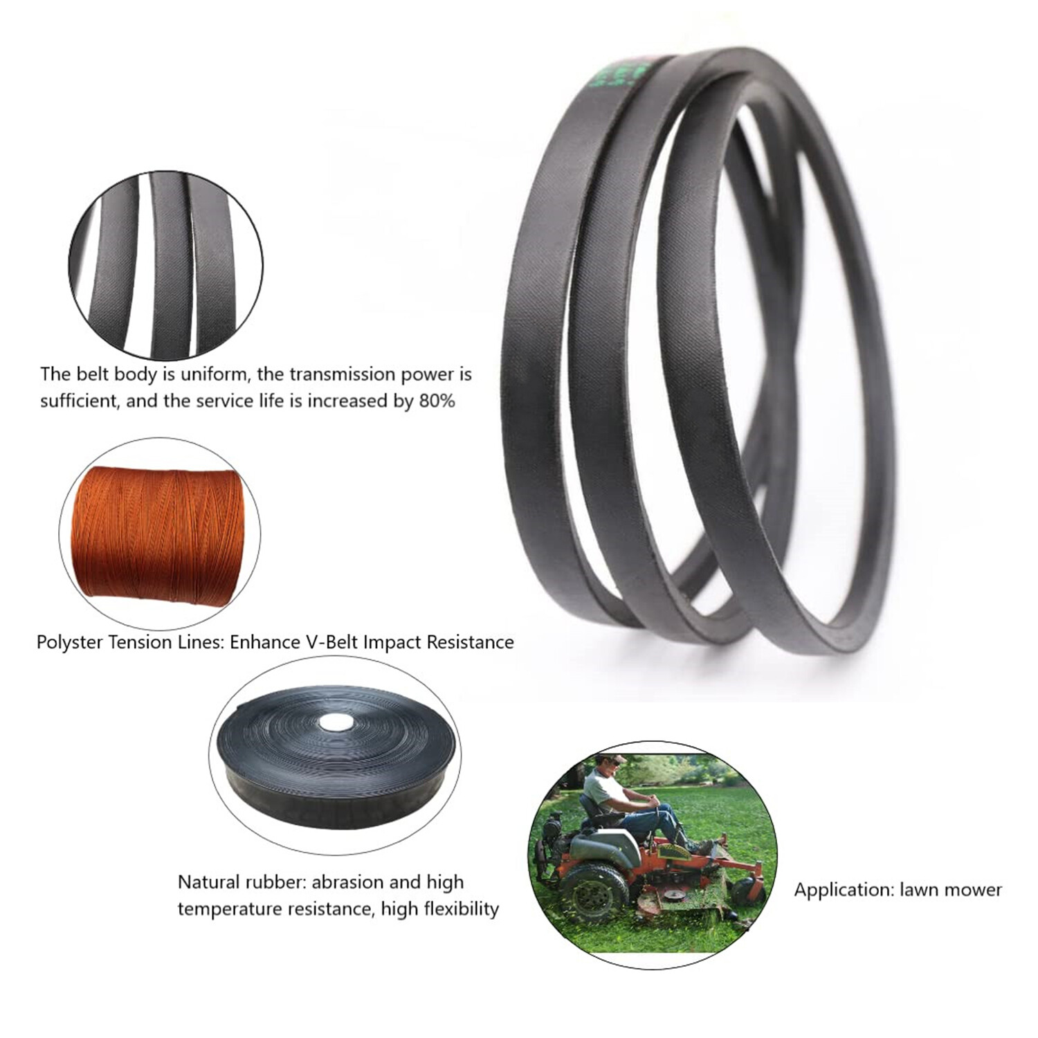 Mower Deck Belt M154294 For John Deere 42 Inch Decks Z225 Z235 EzTrak Zero-Turn