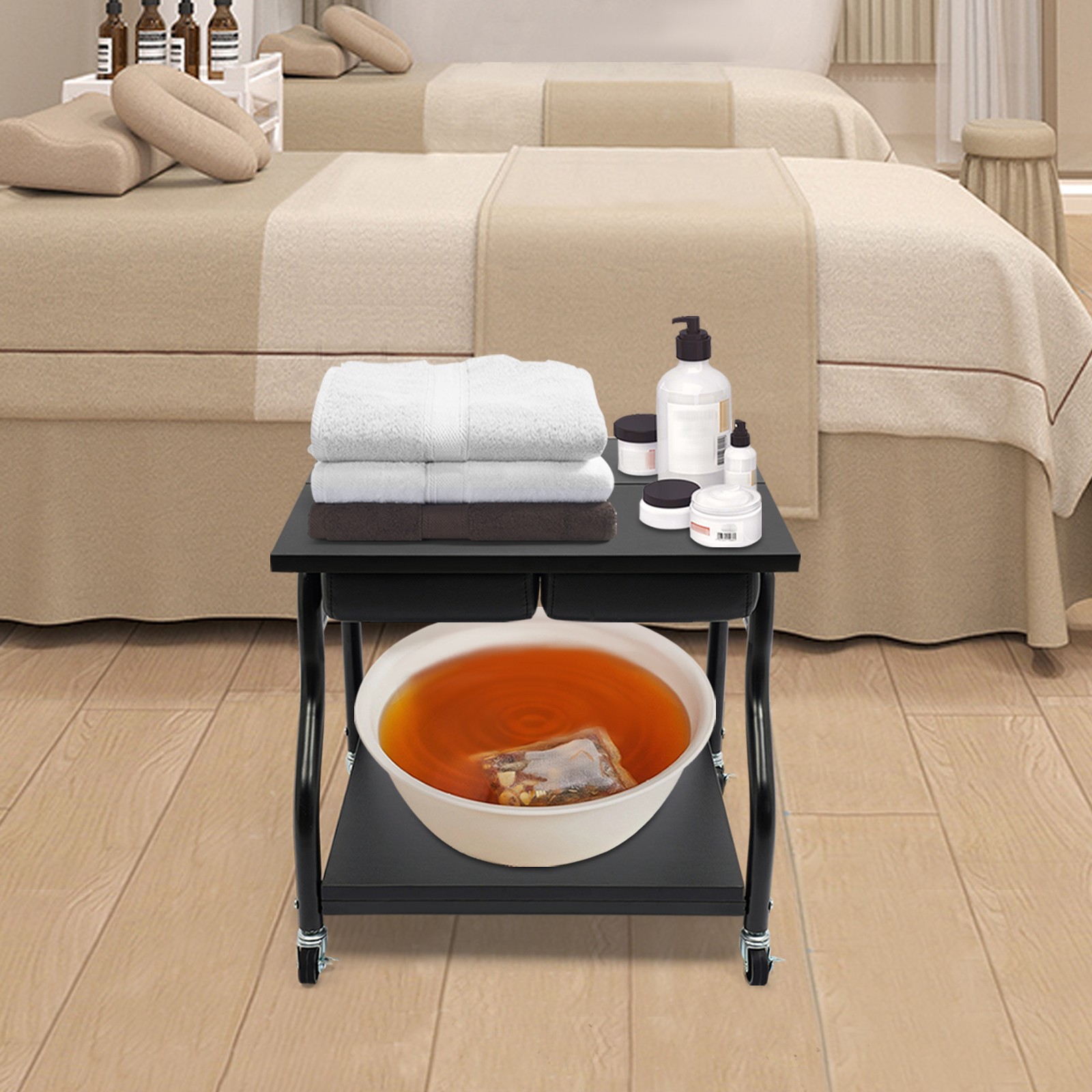 Portable Esthetician Trolley Cart, Trolley Cart with Wheels, Foot Bath Cart