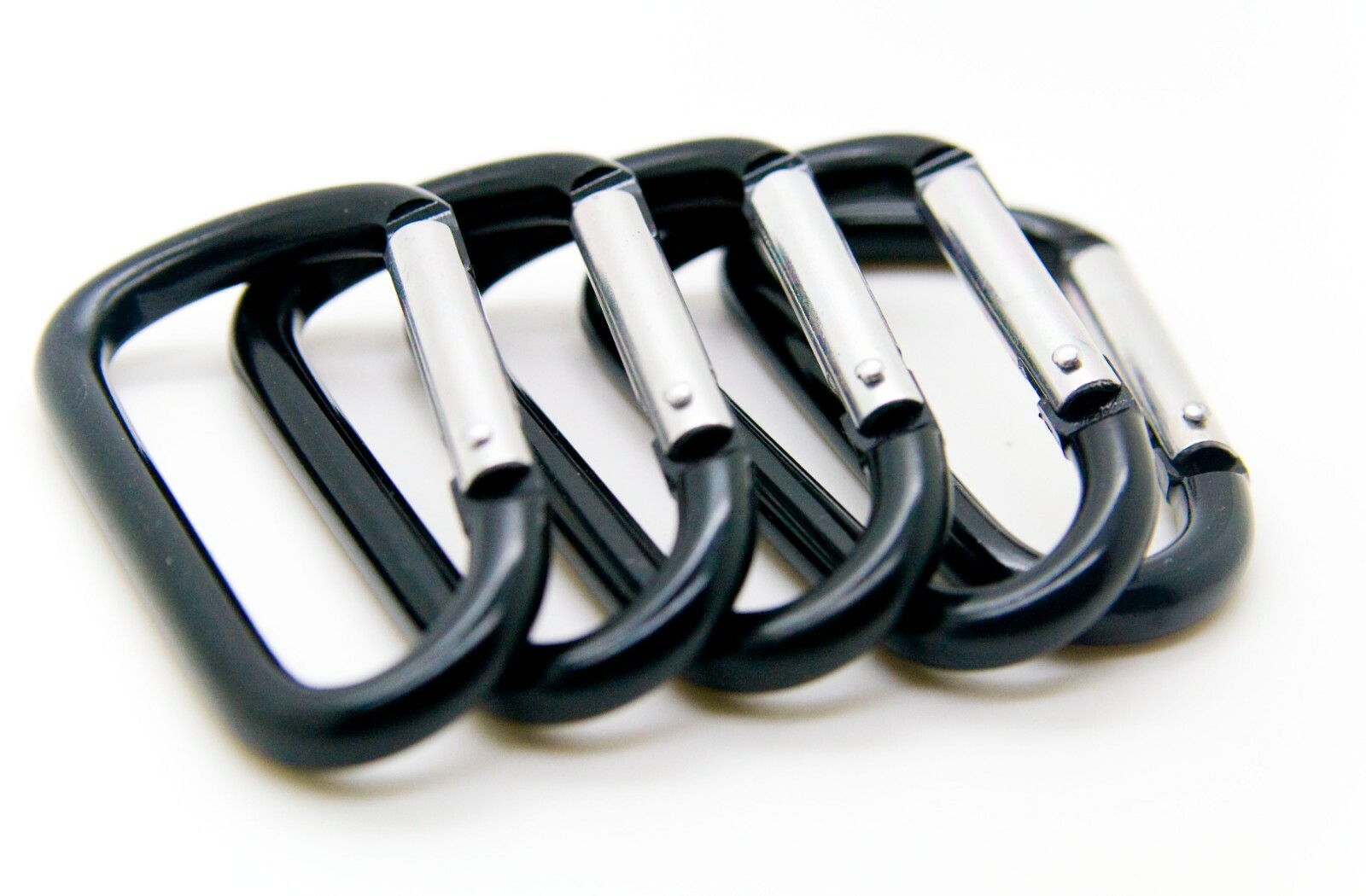 Pack of 6 pcs 3" Aluminum Carabiner Spring Belt Clip Key Chain D Shape Black