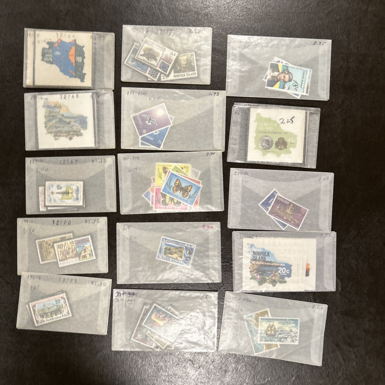 NORFOLK ISLAND 1974-1994 Scott 181-550 MNH In Glassines (Missing ~15 Issues) $$$