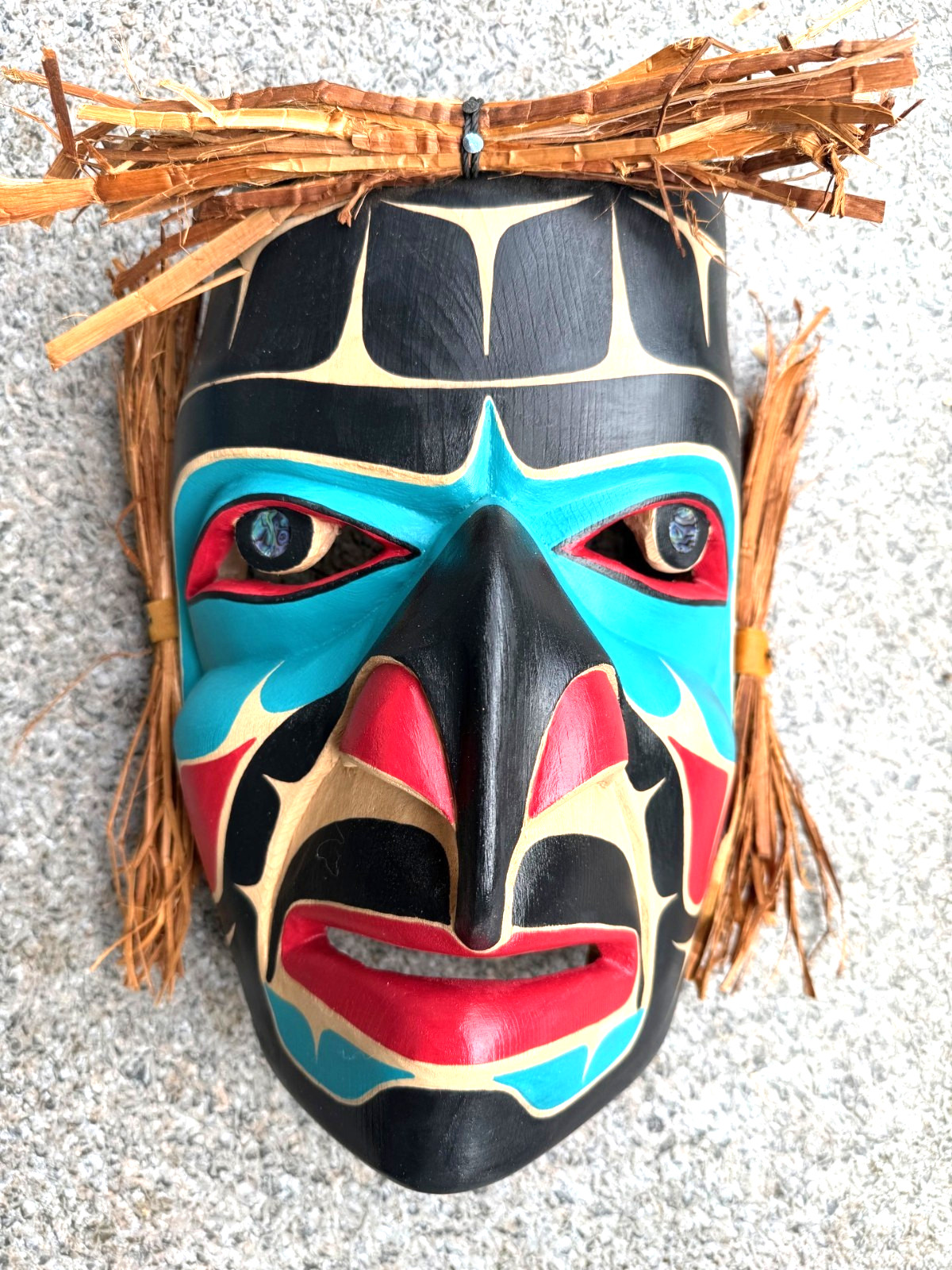 Northwest Coast Native Art Huge Hawkman Mask with abalone eyes