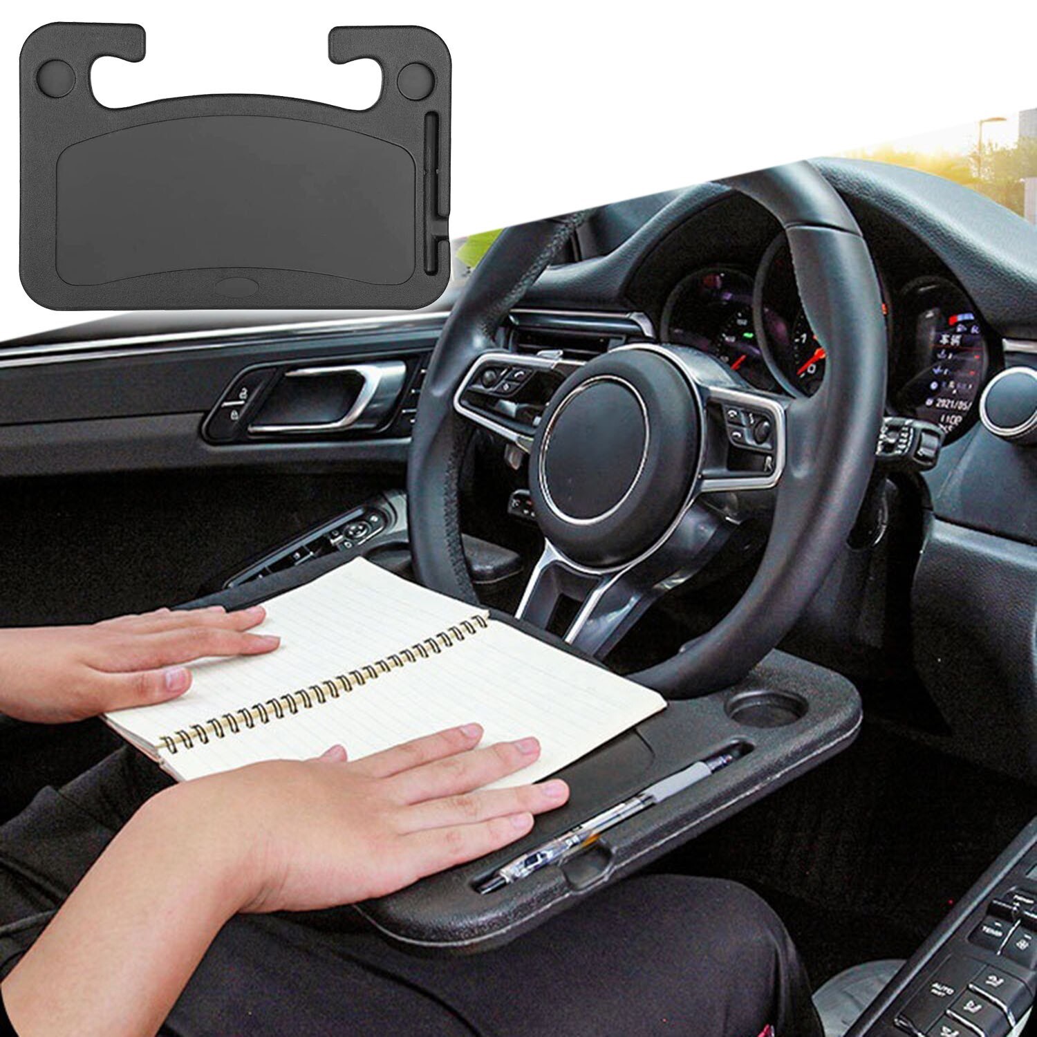 Car Steering Wheel Tray Desk Two Sided For Laptop Drink Food Work Table Holder