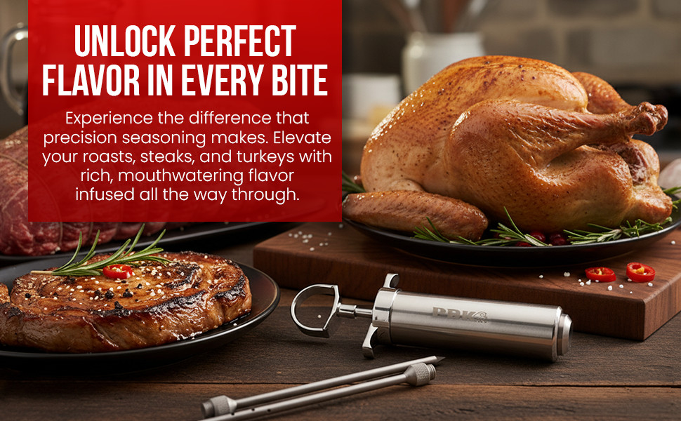 Heavy Duty Meat Injector 304 Stainless Steel - Seasoning Injector -