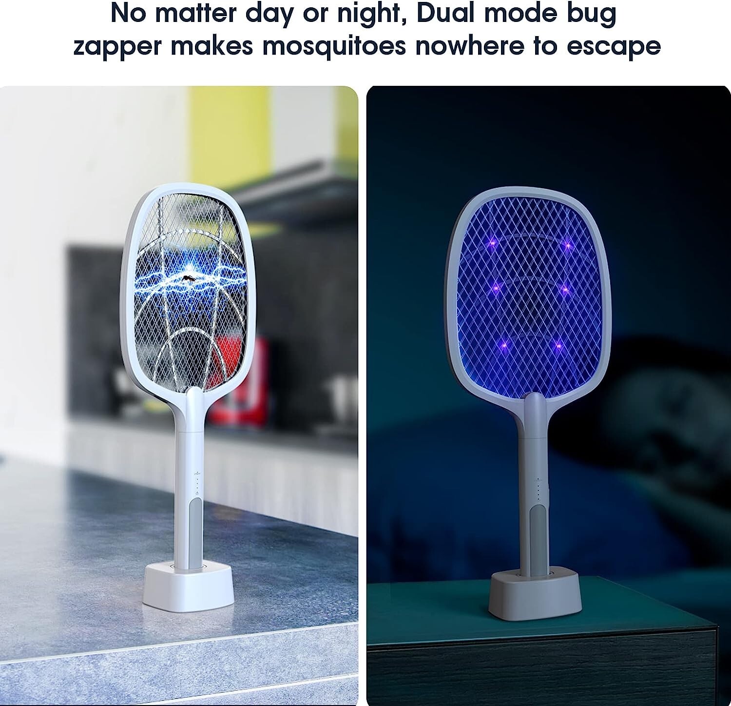 2-in-1 Electronic Mosquito Fly Bug Swatter Insect Killer Zapper Light Trap Lamp