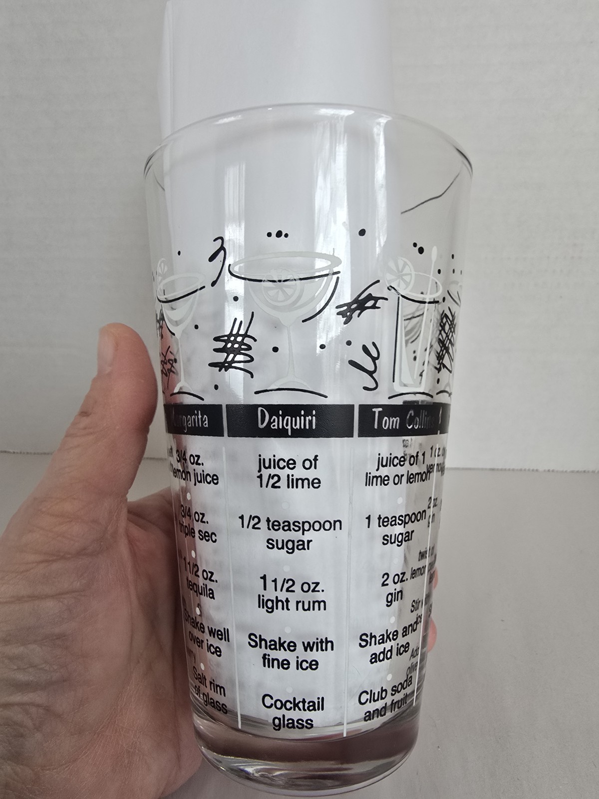 Vintage MidCentury Bartender Glass Cocktail Shaker 7 Classic Recipes