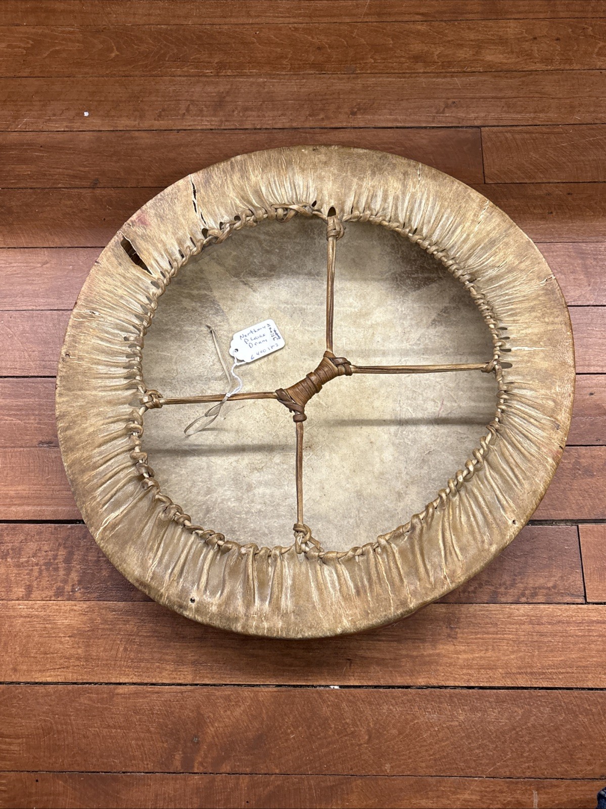 Antique Native American Plains Painted Drum Pictorial Morning Star Painted Drum