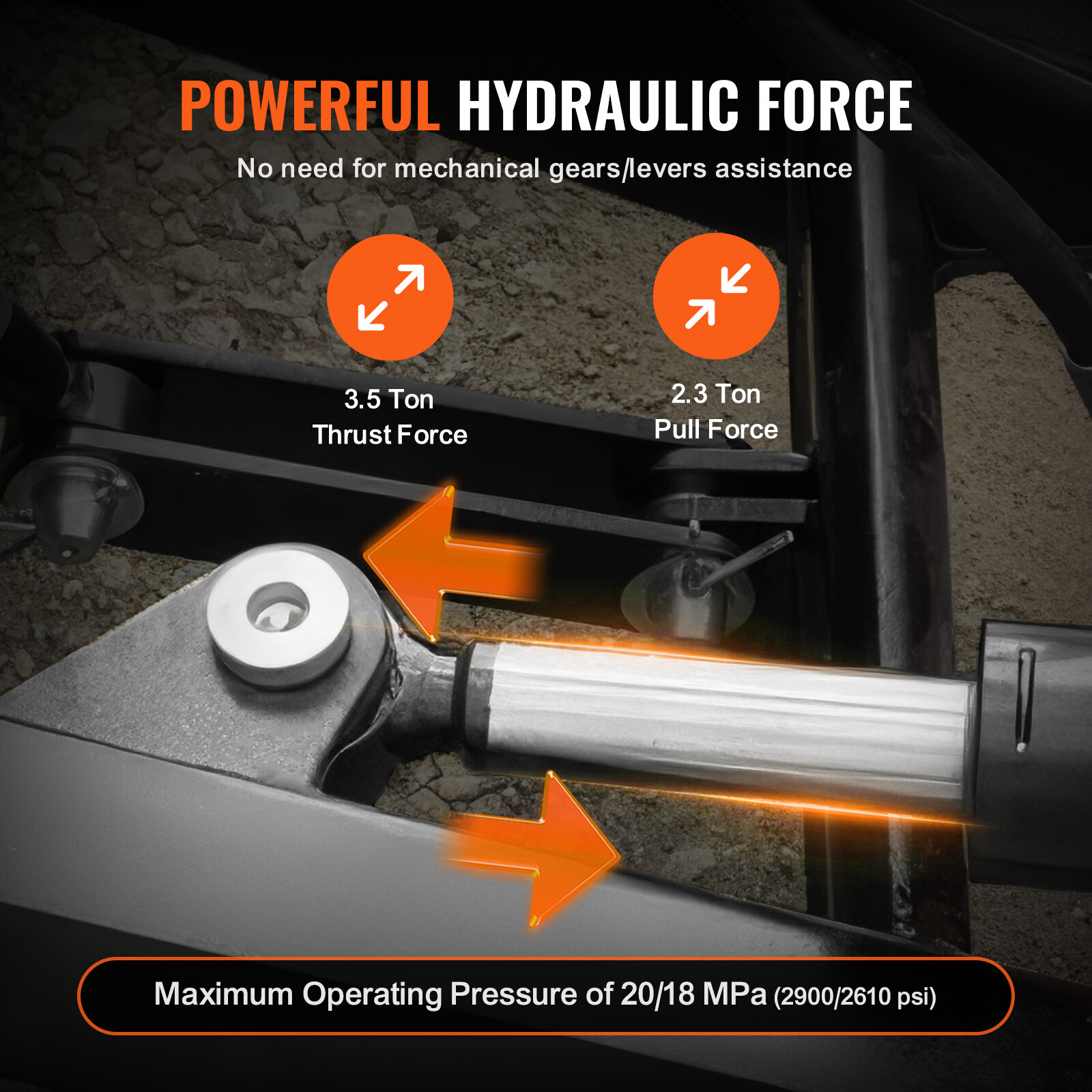 VEVOR Hydraulic Top Link Cat.1-1 (11 in 20-7/8~31-7/8 in) with 2 Hoses