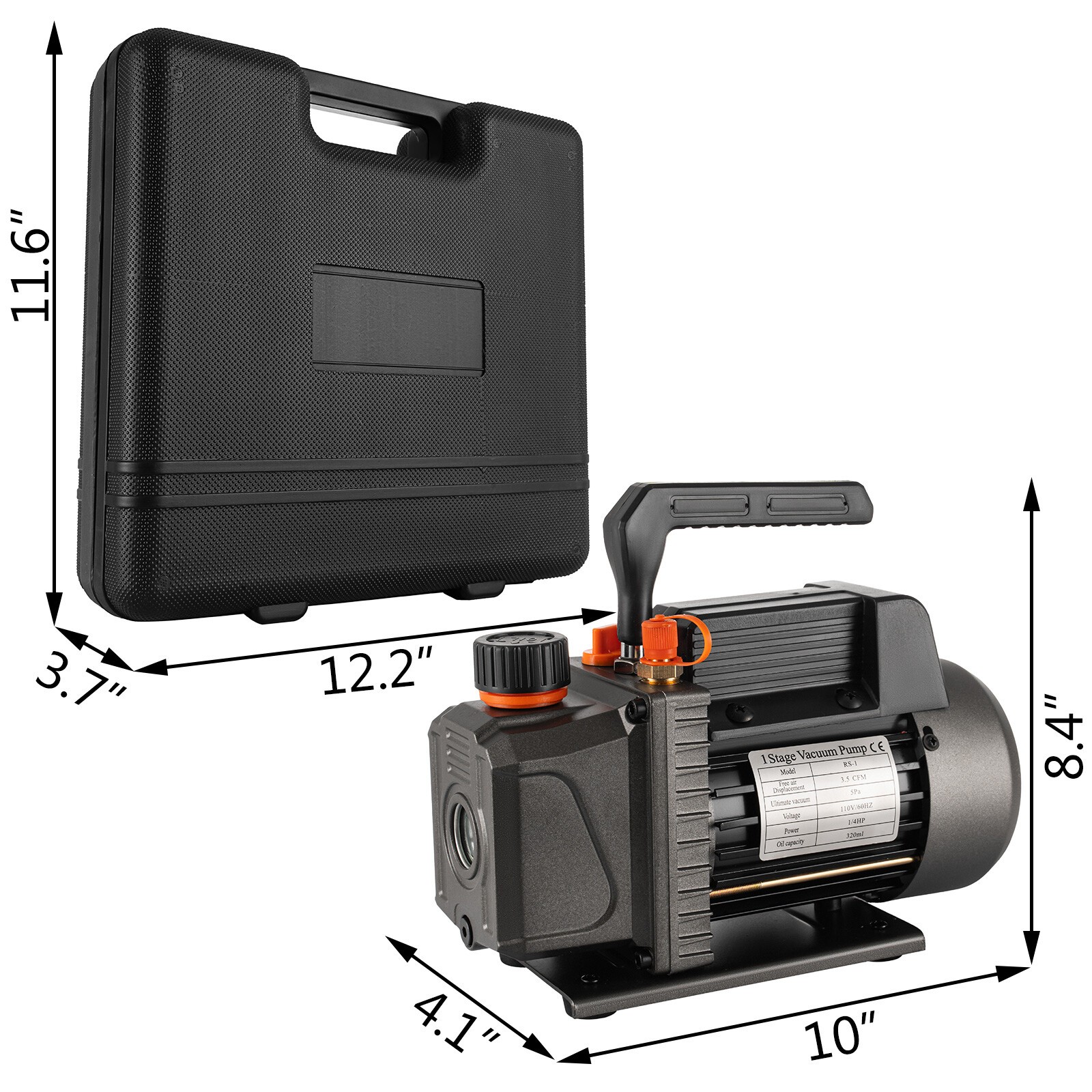 Combo 3.5 CFM 1/4HP Air Vacuum Pump HVAC + R134A Kit AC A/C Manifold Gauge Set