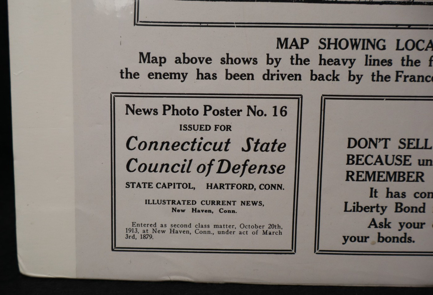 WWI US Homefront Liberty Bonds "Fighting in France for Freedom" Poster 18 x 19