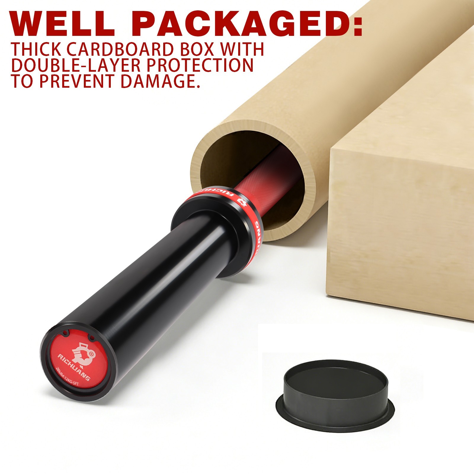 RICHUANG 5FT Olympic Barbell 28mm 2" Weight Bar 500LB Capacity A3 Steel for Gym